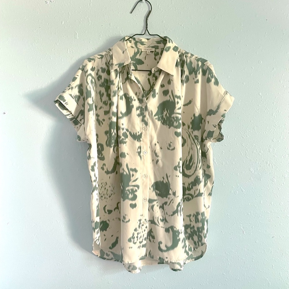 Green and white blouse